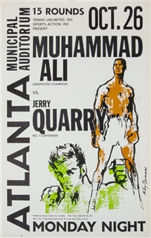1970 Muhammad Ali vs Jerry Quarry Original Fight Poster - 10/26/1970 Fight - MINT Condition